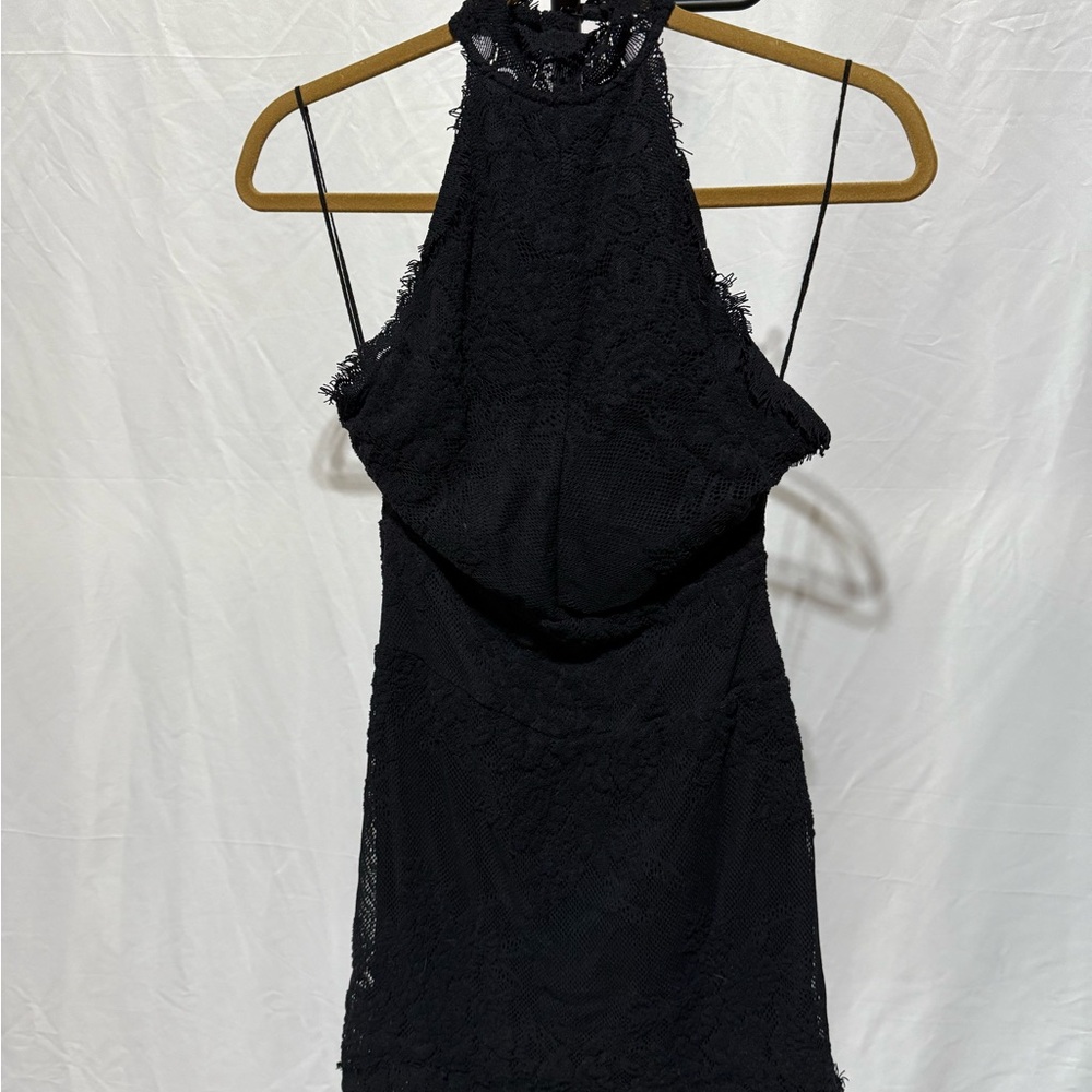 Chic Free People Black Lace Halter Dress